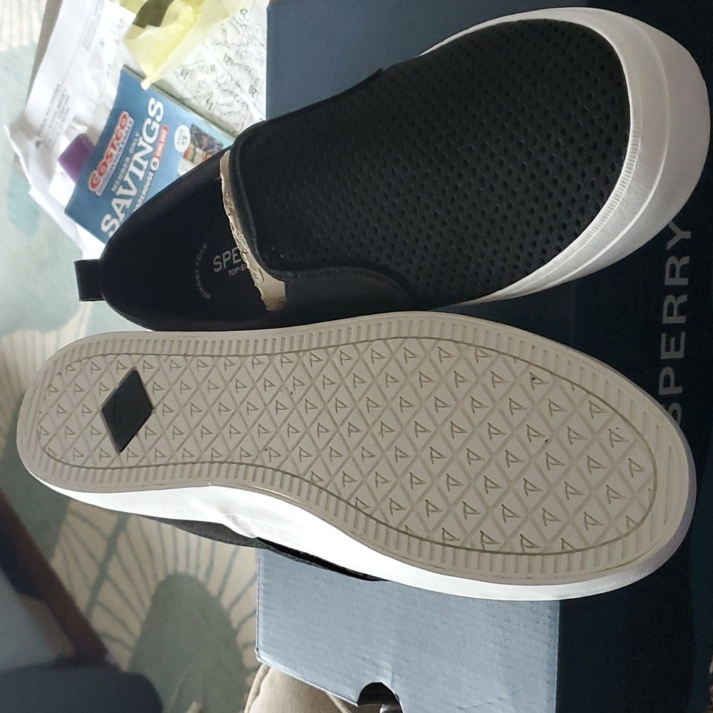 Womens black Sperry slip on shoes